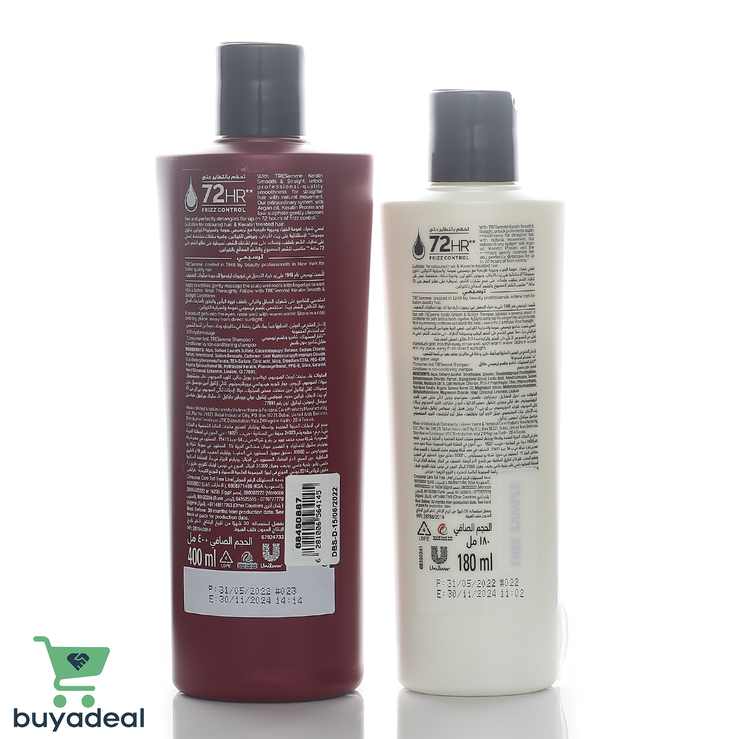Buyadeal Product TRESemmé Keratin Smooth & Straight Shampoo with Argan oil, 400ml + Conditioner, 180ml